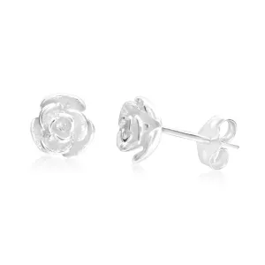 Sterling Silver Tiny Rose Stud Earrings