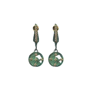 TEAL PATINA ARTIFACT DROP EARRINGS