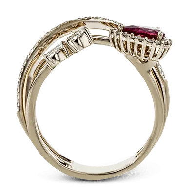 Tempera Color Gemstone Ring In 18k Gold With Diamonds LR2266 WHITE 18K SEMI