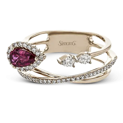 Tempera Color Gemstone Ring In 18k Gold With Diamonds LR2266 WHITE 18K SEMI