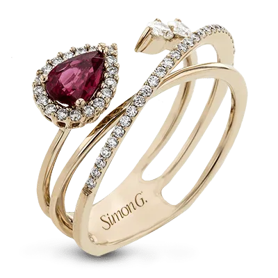 Tempera Color Gemstone Ring In 18k Gold With Diamonds LR2266 WHITE 18K SEMI