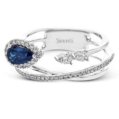 Tempera Color Gemstone Ring In 18k Gold With Diamonds LR2266 WHITE 18K SEMI