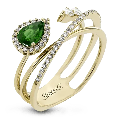 Tempera Color Gemstone Ring In 18k Gold With Diamonds LR2266 WHITE 18K SEMI