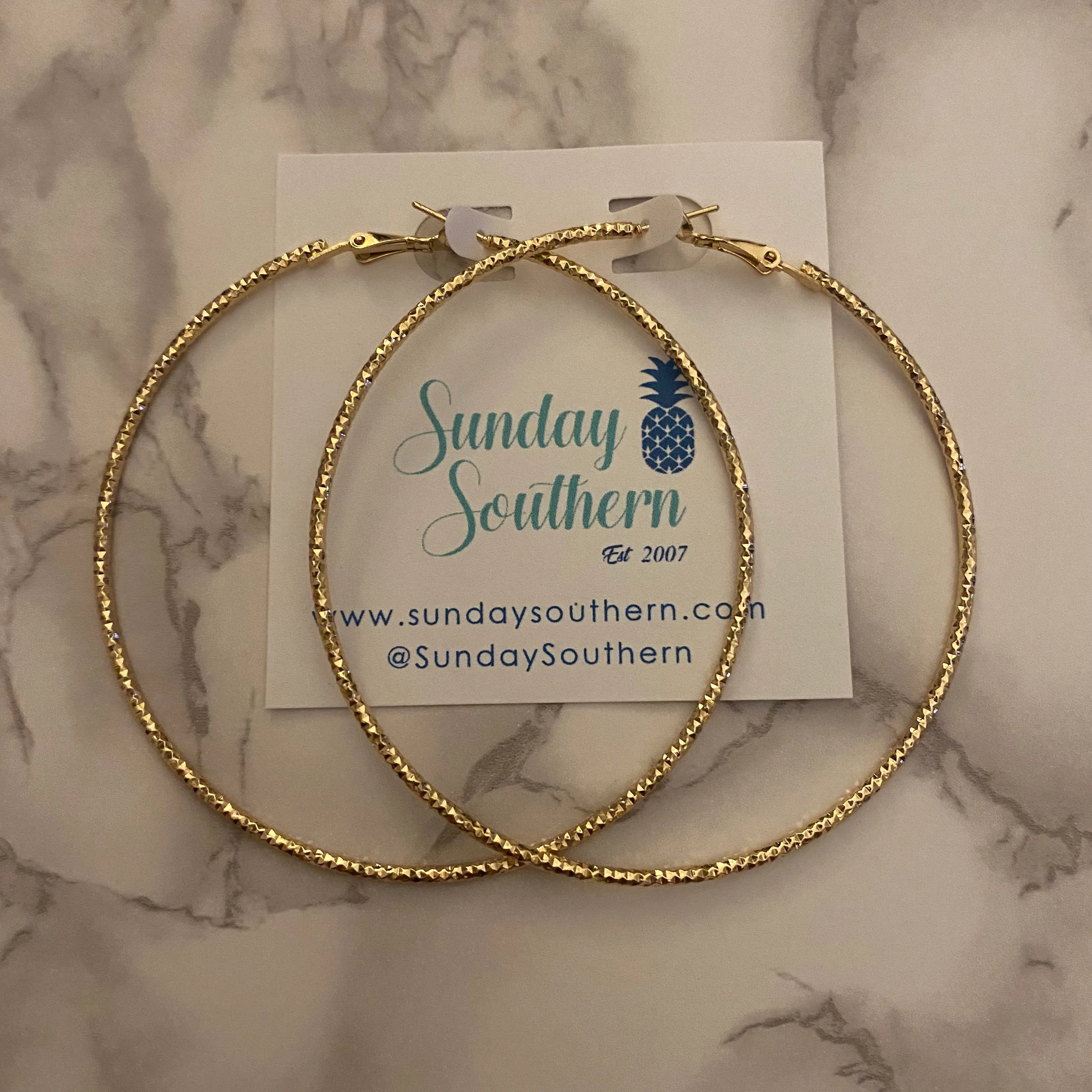 Textured Thin Gold Hoop Earrings
