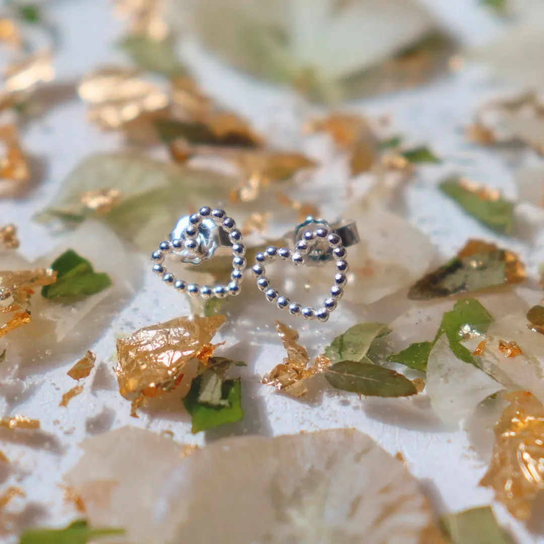 The Heart Series Petite Dotted Heart Studs