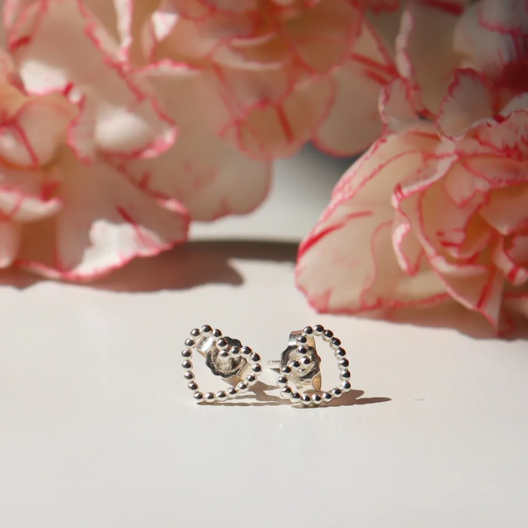 The Heart Series Petite Dotted Heart Studs