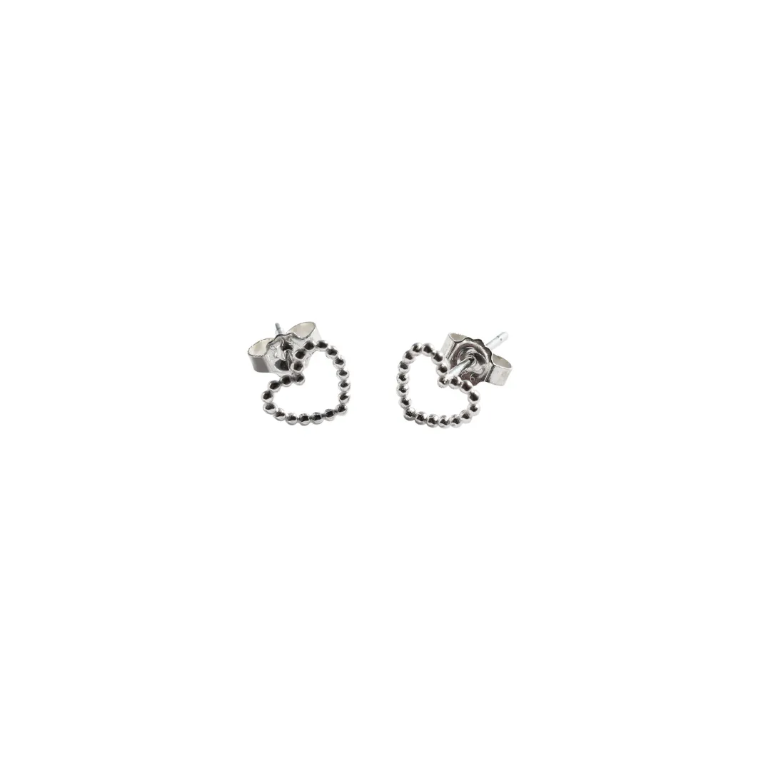 The Heart Series Petite Dotted Heart Studs