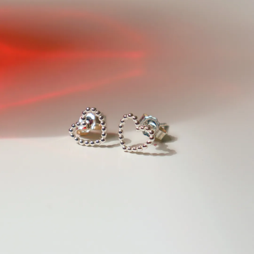 The Heart Series Petite Dotted Heart Studs