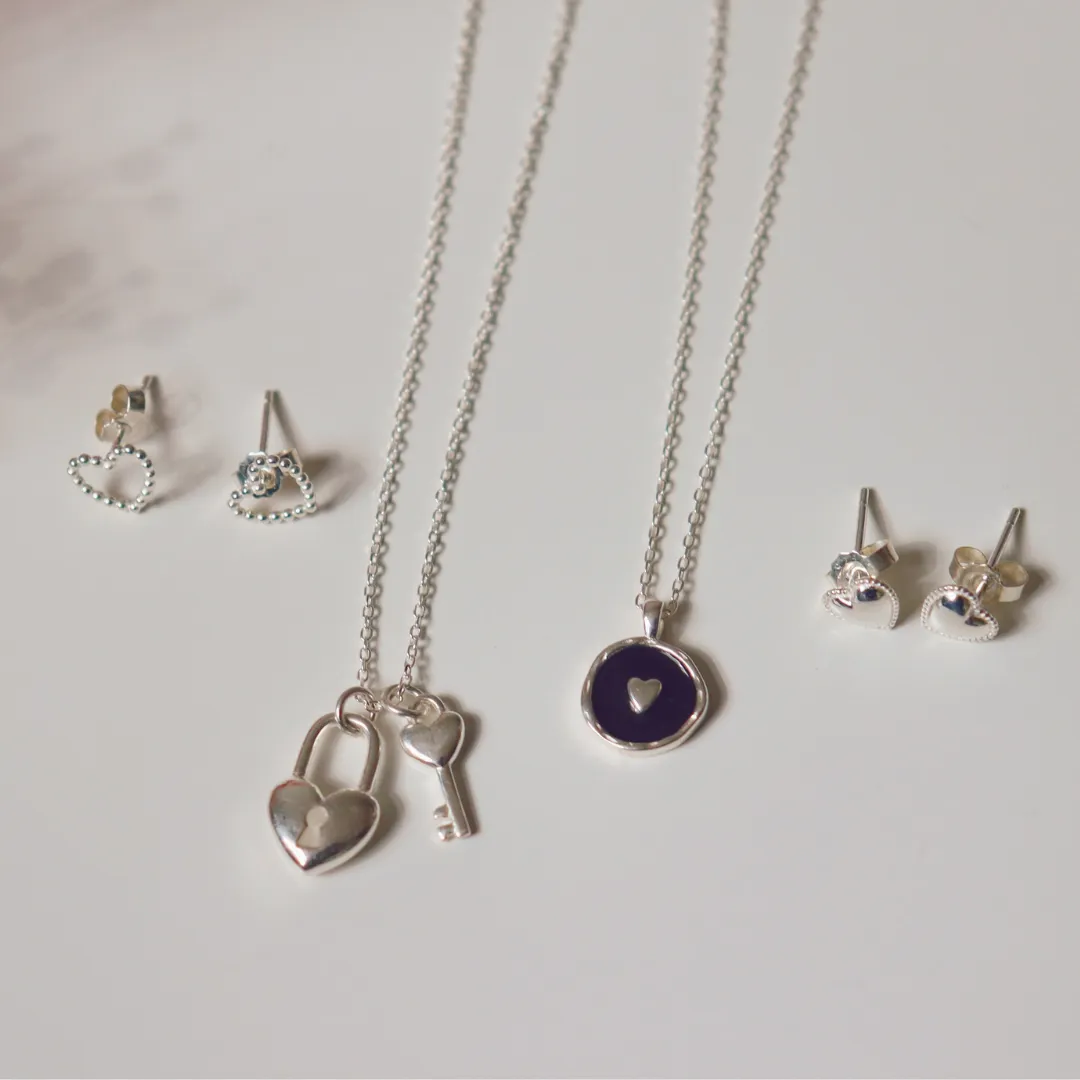 The Heart Series Petite Dotted Heart Studs