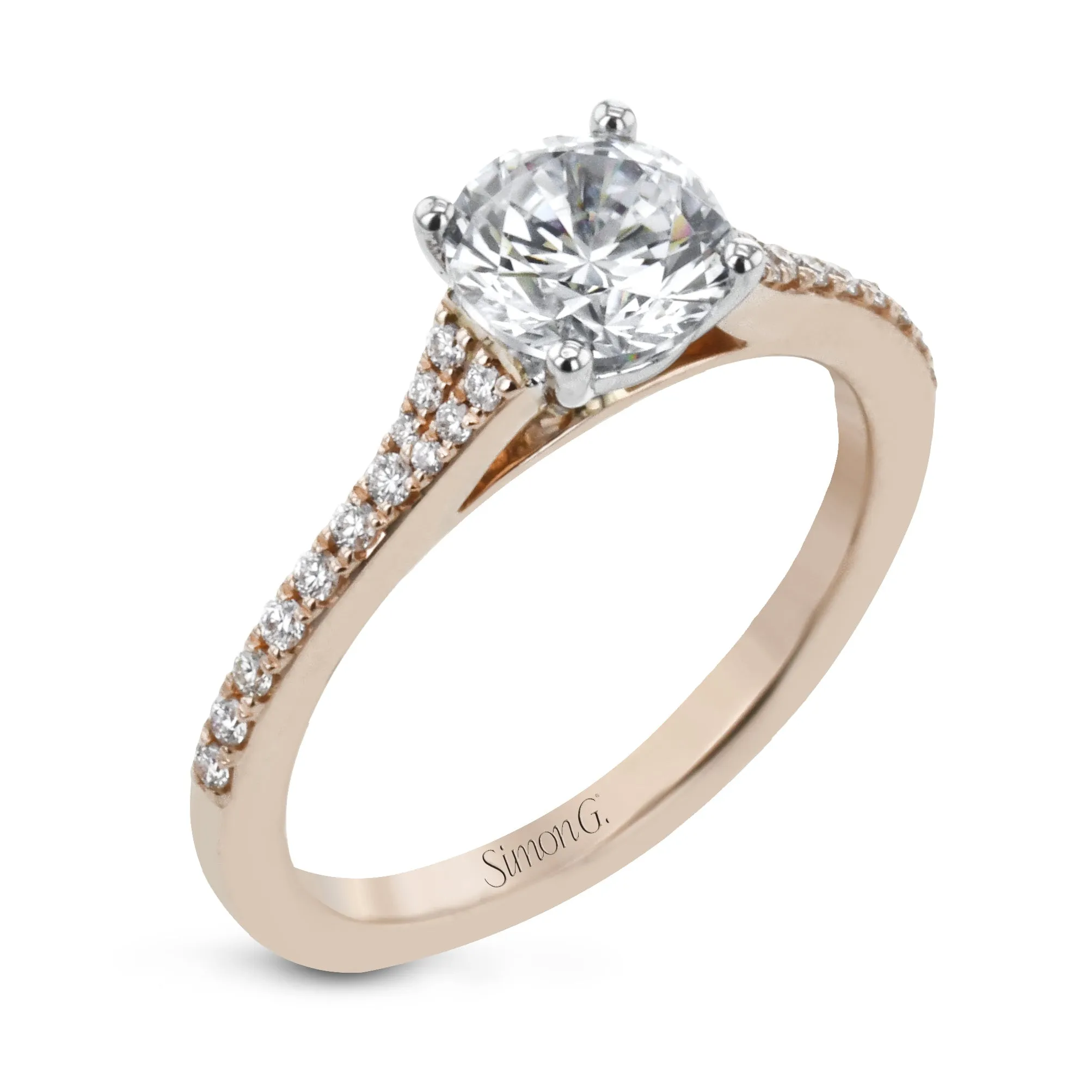 Thin Split Diamond Band Engagement Ring