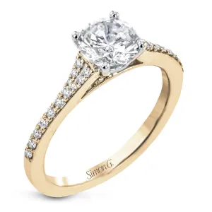 Thin Split Diamond Band Engagement Ring