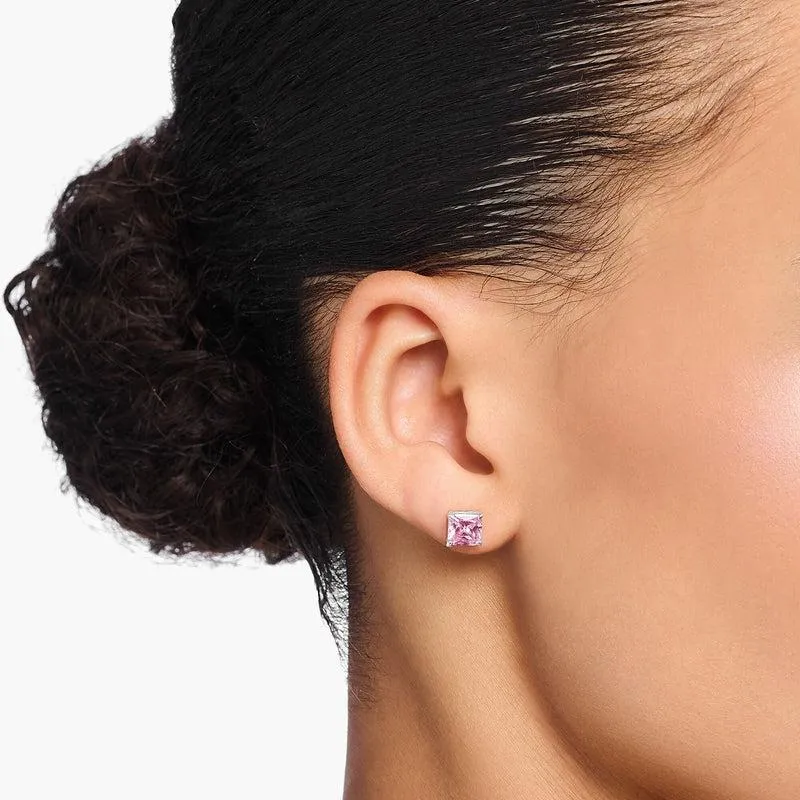Thomas Sabo Ear Studs with Pink Stone - Silver