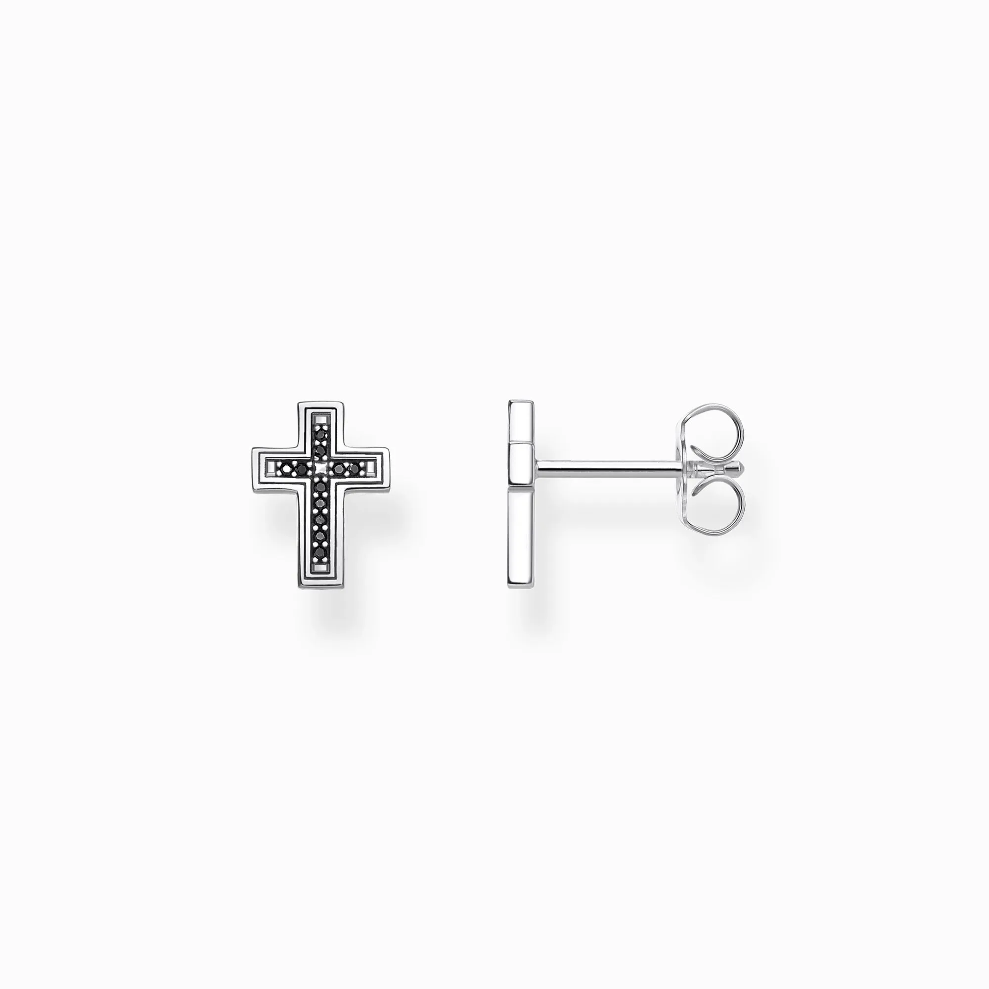 Thomas Sabo Silver and Black Cross ear Studs