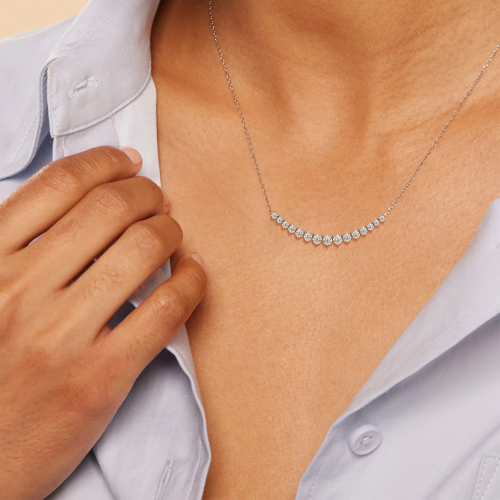 Three-Prong Diamond Line Chain Necklace