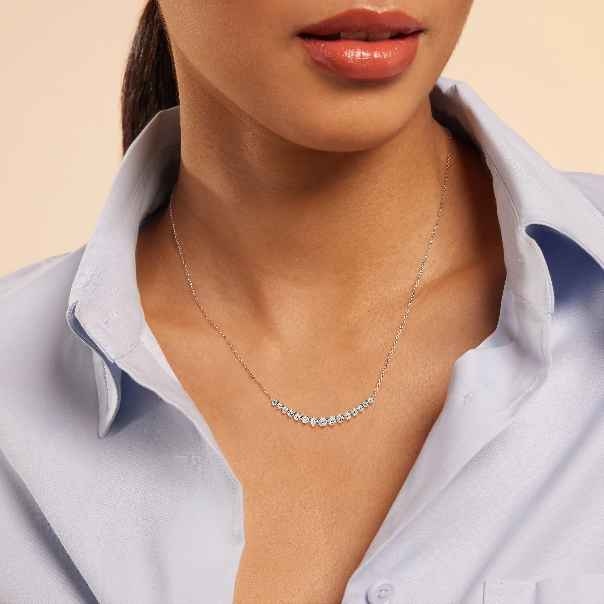 Three-Prong Diamond Line Chain Necklace