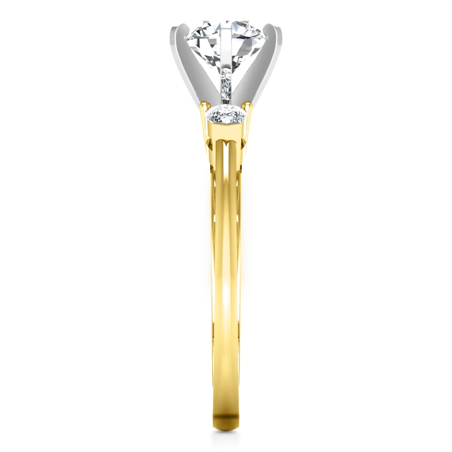 Three Stone Engagement Ring Eliza Pear Shape 14K Yellow Gold