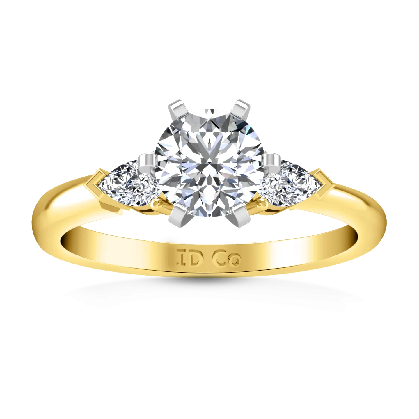 Three Stone Engagement Ring Eliza Pear Shape 14K Yellow Gold