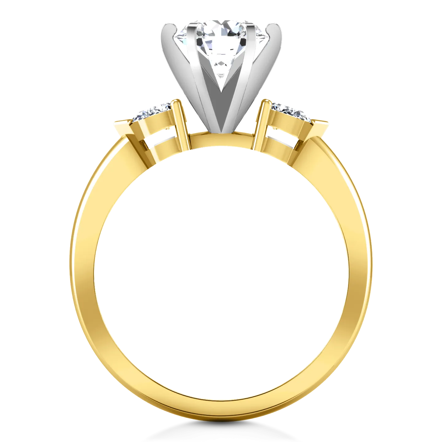 Three Stone Engagement Ring Eliza Pear Shape 14K Yellow Gold