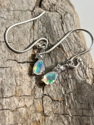 Tiny Teardrop Ethiopian Opal Earrings