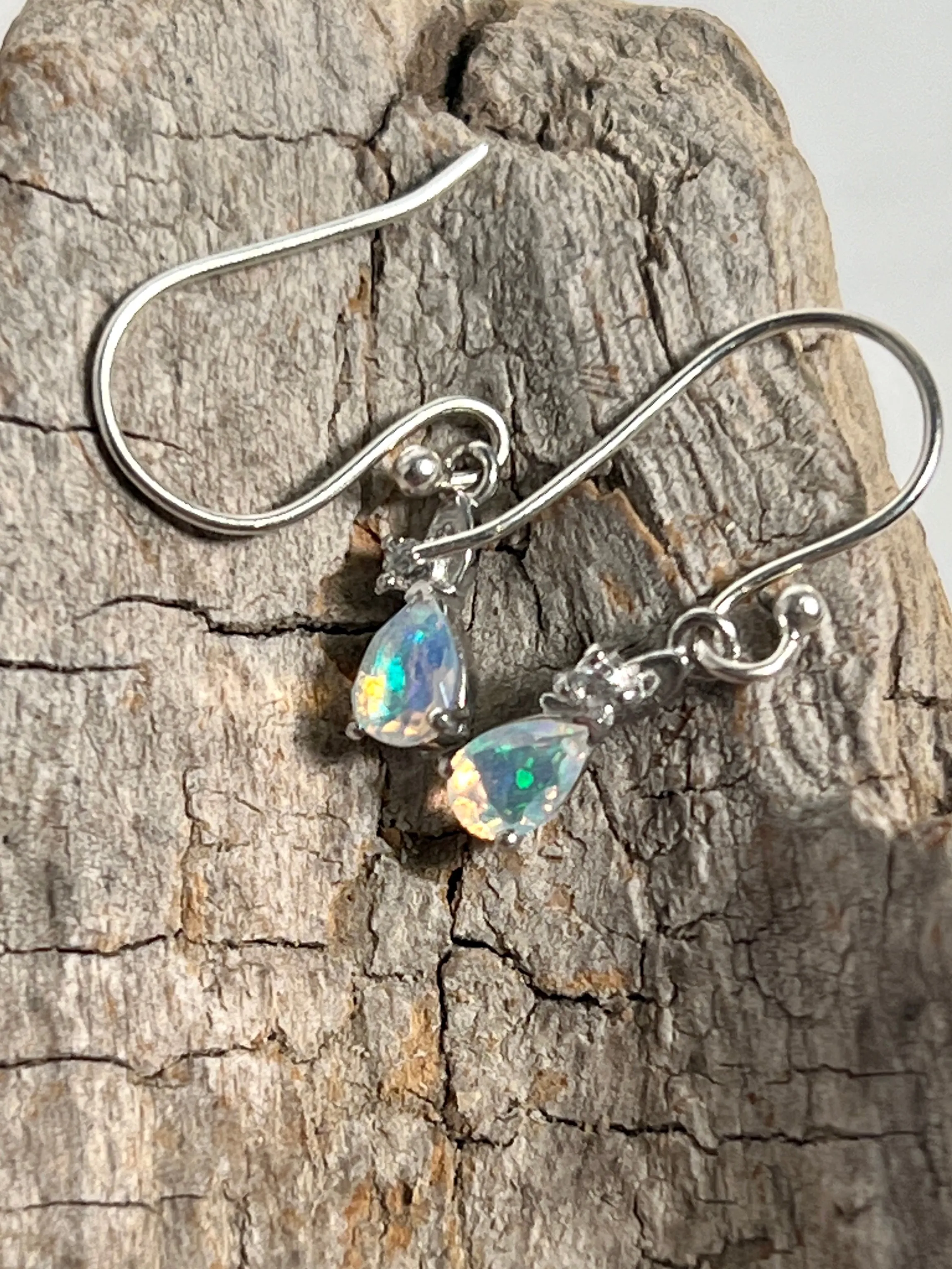 Tiny Teardrop Ethiopian Opal Earrings