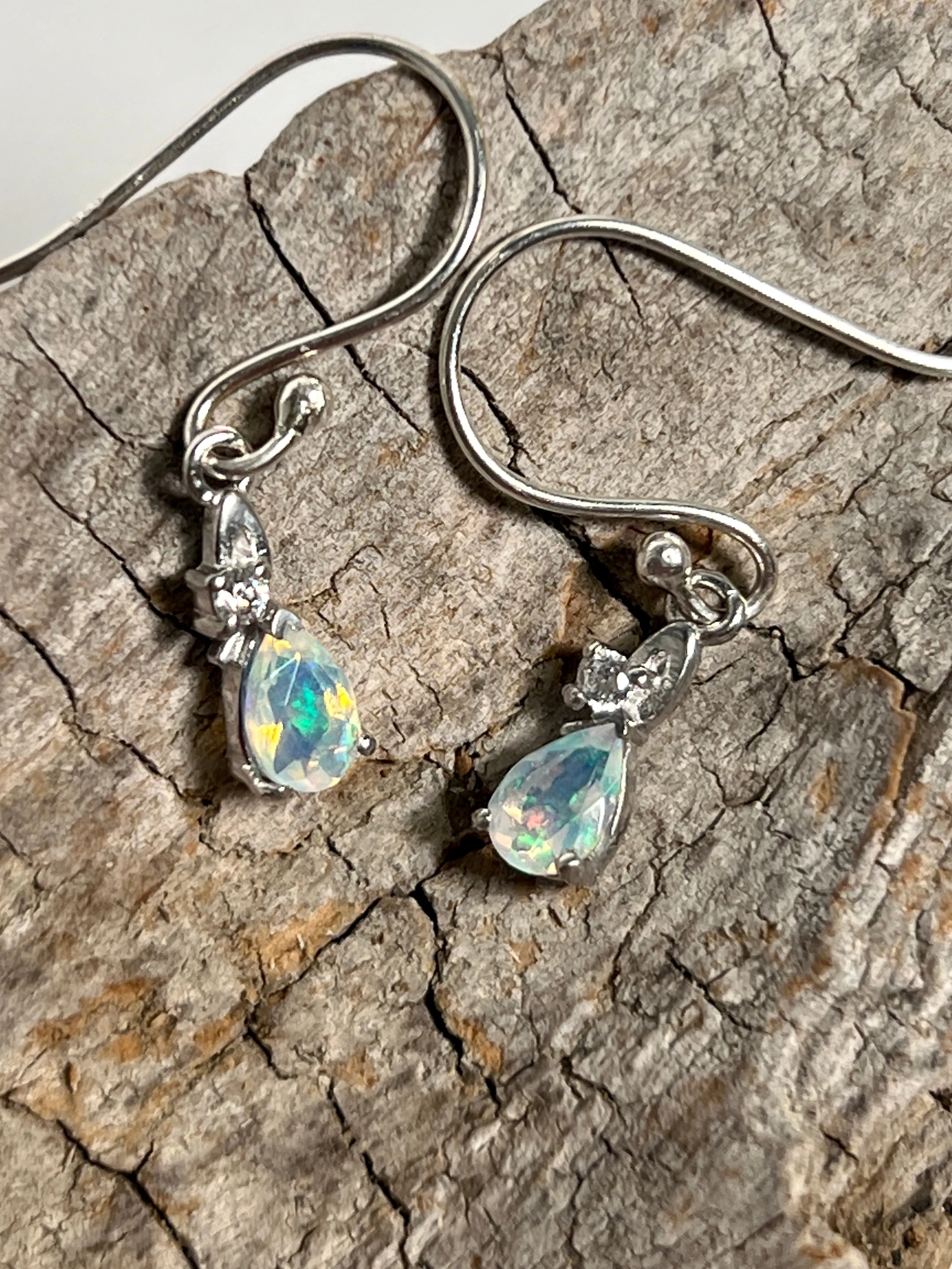 Tiny Teardrop Ethiopian Opal Earrings