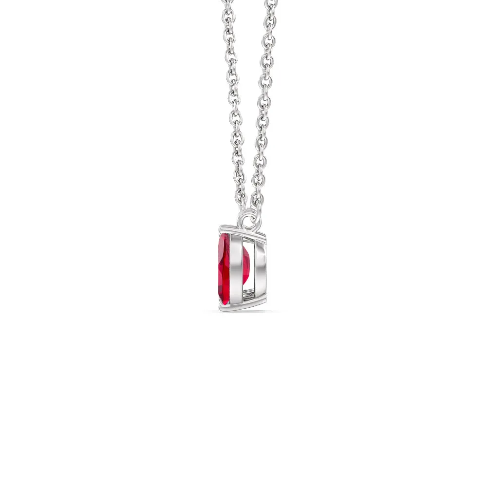 Toi Et Moi Created Ruby Marquise and Emerald Diamond Necklace