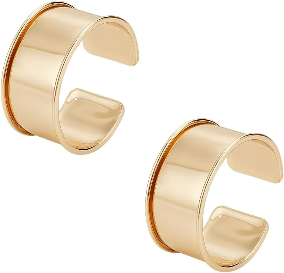 UNICRAFTALE 2pcs Golden Grooved Bangles Punk Style Wide Band Open Cuff Bangle Adjustable Alloy Wrist Cuff Wrap Bracelet for Gemstone Leather Inlay Bangle Making 3.45cm Wide