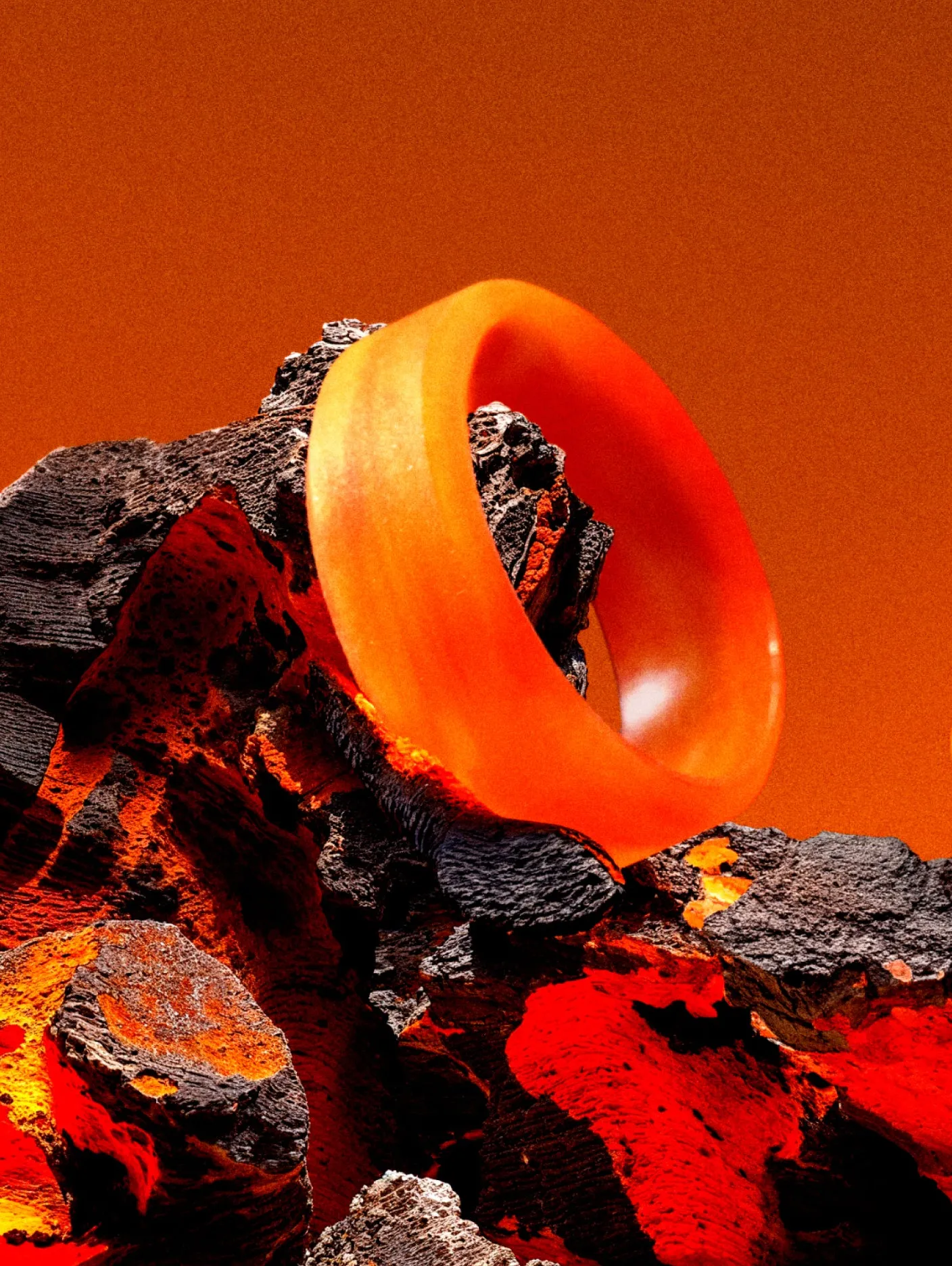 Unisex Lava Modern Silicone Ring