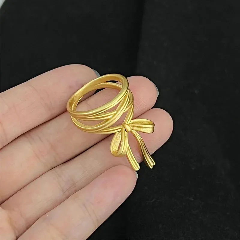 VAIGE Elegant Multi-Color Bowknot Rings in Silver and Gold