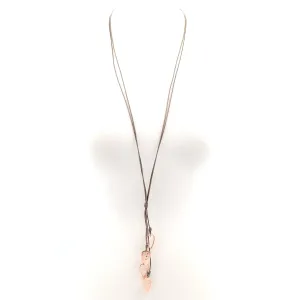 Varied heart droppers with crystal on long leather necklace