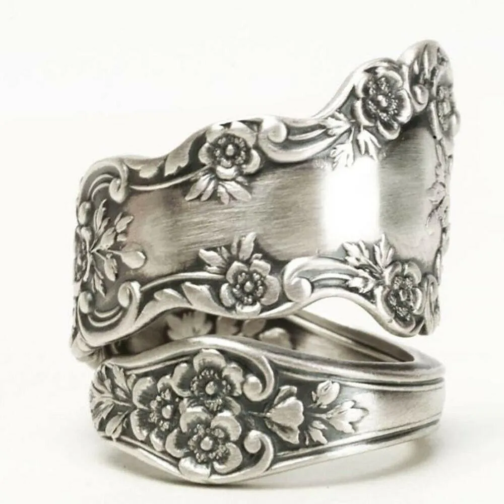 Vintage Antique Graceful Engraved Flower Pattern Ring