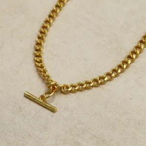 Vintage T-Bar Charm Curb Chain Necklace