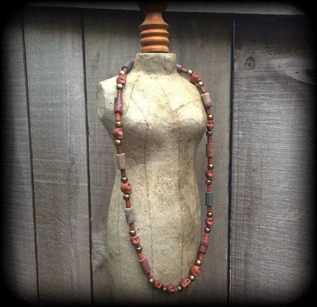 Voodoo necklace Skull necklace Loa necklace Gothic necklace Santeria necklace Halloween necklace Picture Jasper choker Papa Legba necklace