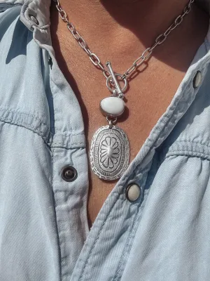 White Agate Concho Necklace