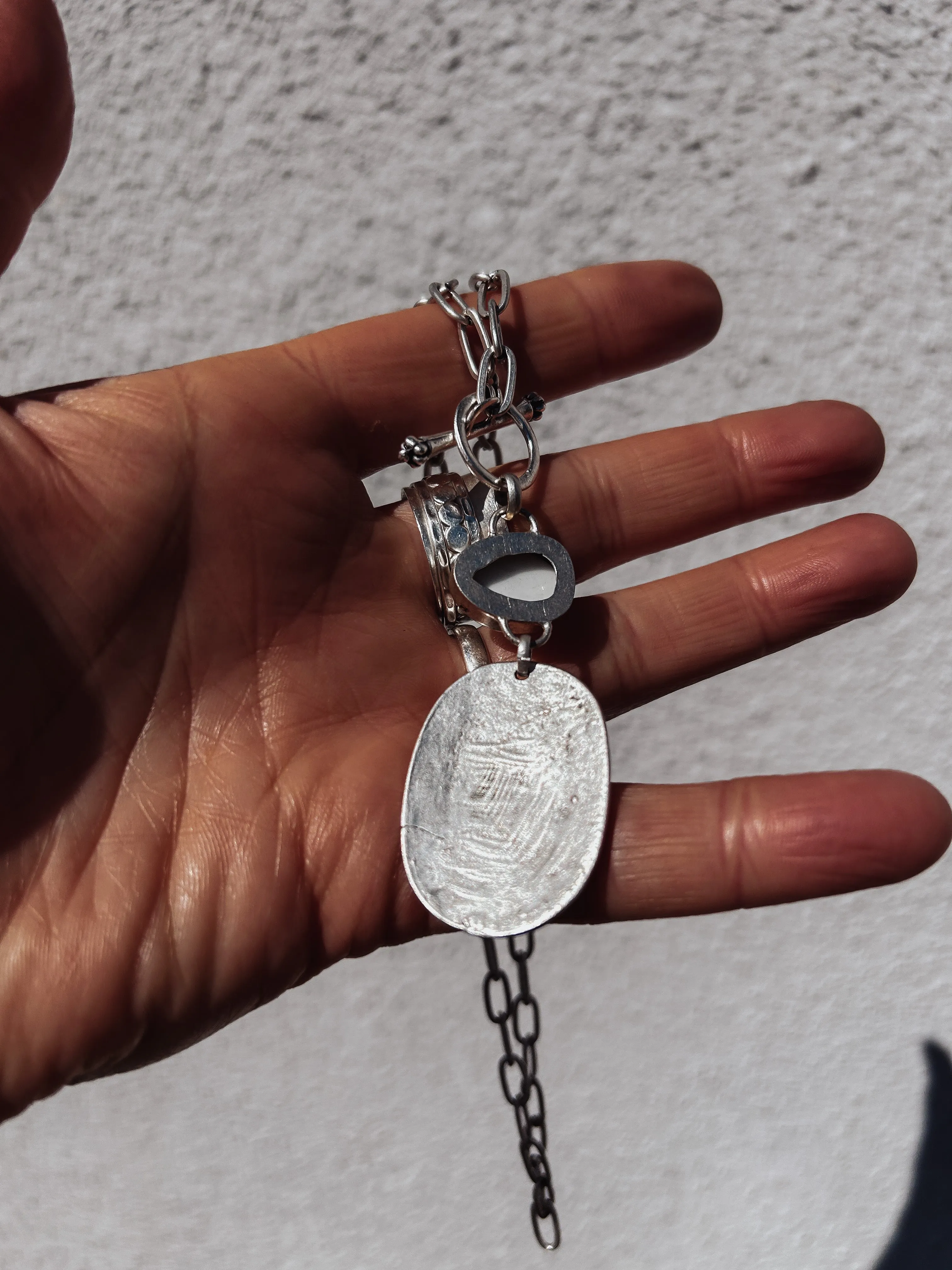 White Agate Concho Necklace