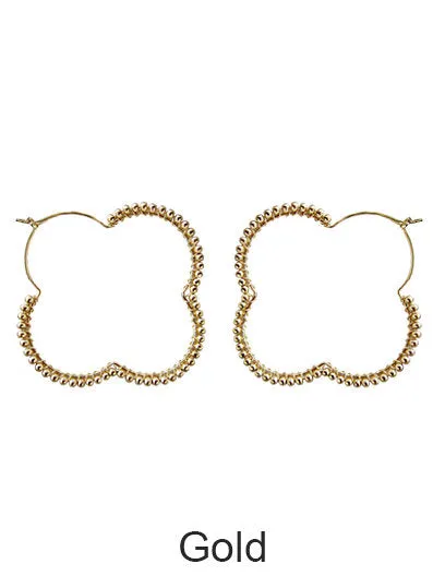 Wired Coiled Earrings, Beaded Earrings, Clover earring, Hoop earrings
