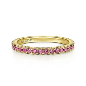 Yellow Gold Ruby Stackable Ring, July Birthstone