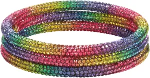 ZITULRY Crystaldust Bangle Bracelets for Women Shiny Rhinestone Beaded Multi-Layer Bracelets Set Wristband for Girls