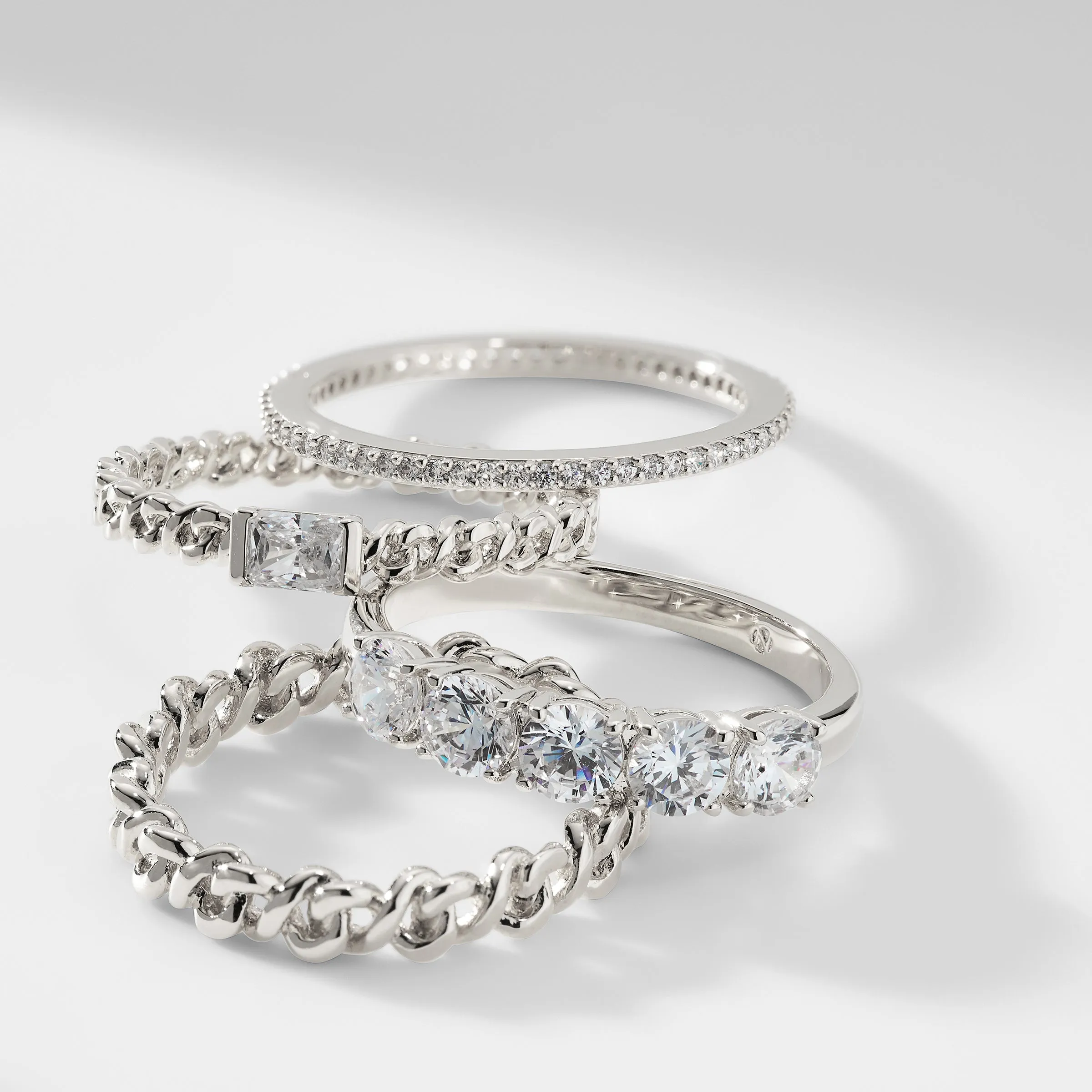 ZOE CHAIN CZ STACK RING SET